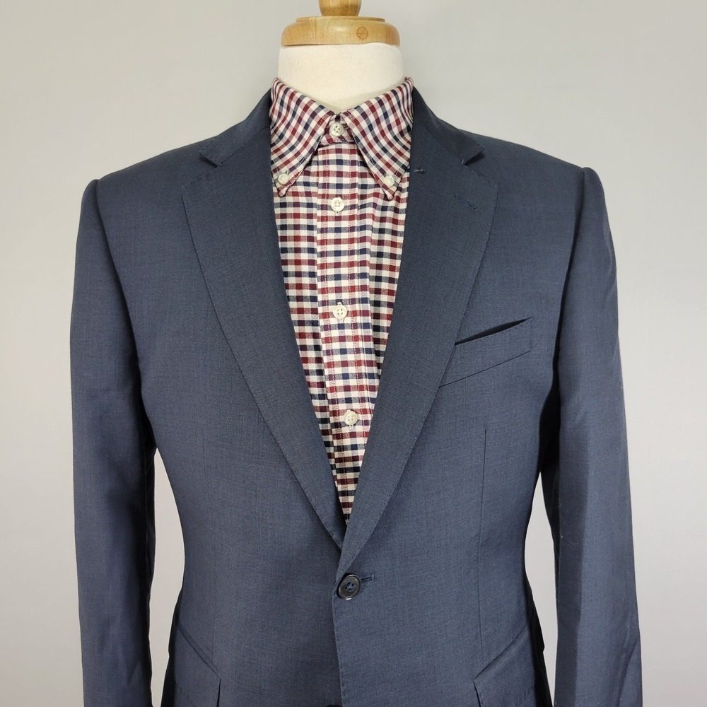 Charles Tyrwhitt Mens Sport Coat Navy Surgeon Half Canvas 120s Wool 42R Slim Fit - Picture 6 of 14